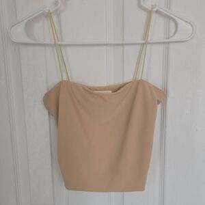 Better Be Nude Beige Spaghetti Strap Cropped Camisole